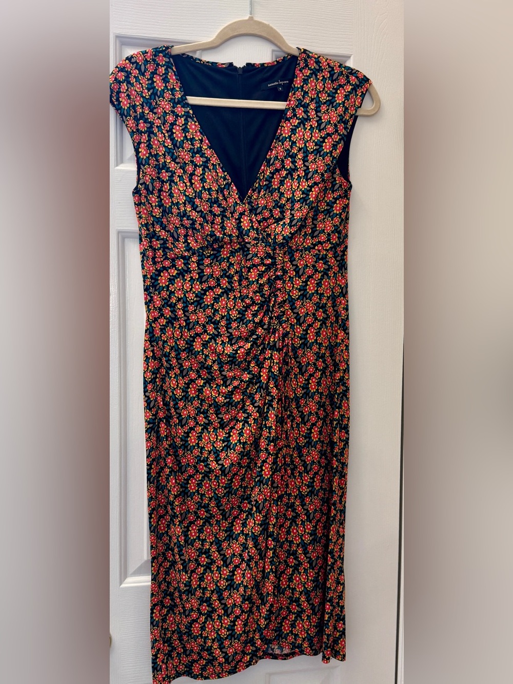 Nanette Lepore Black Midi Skirt with Red Floral Print